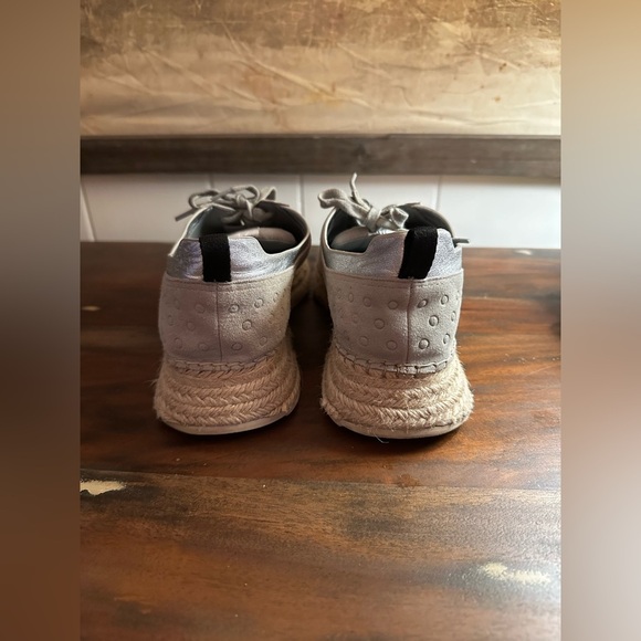 Women's Grey Suede Espadrille Sneakers Platform Lace Up Comfort Casual Shoes 8 - Picture 4 of 4